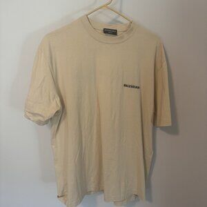 Balenciaga Unisex Logo T-Shirt – Cream (Size XL)